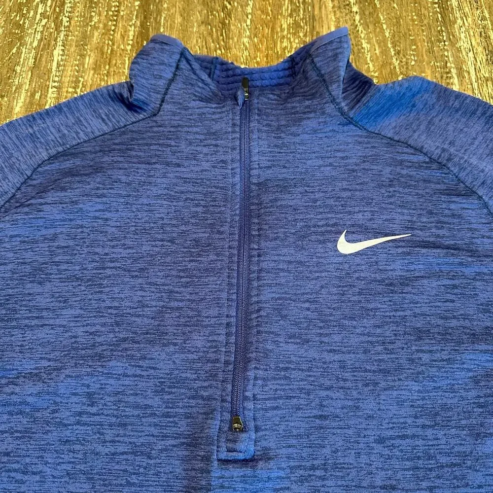 Nike Long Sleeve 1/4 Zip Dri-Fit Therma Running Top Pullover Blue Men’s Size L